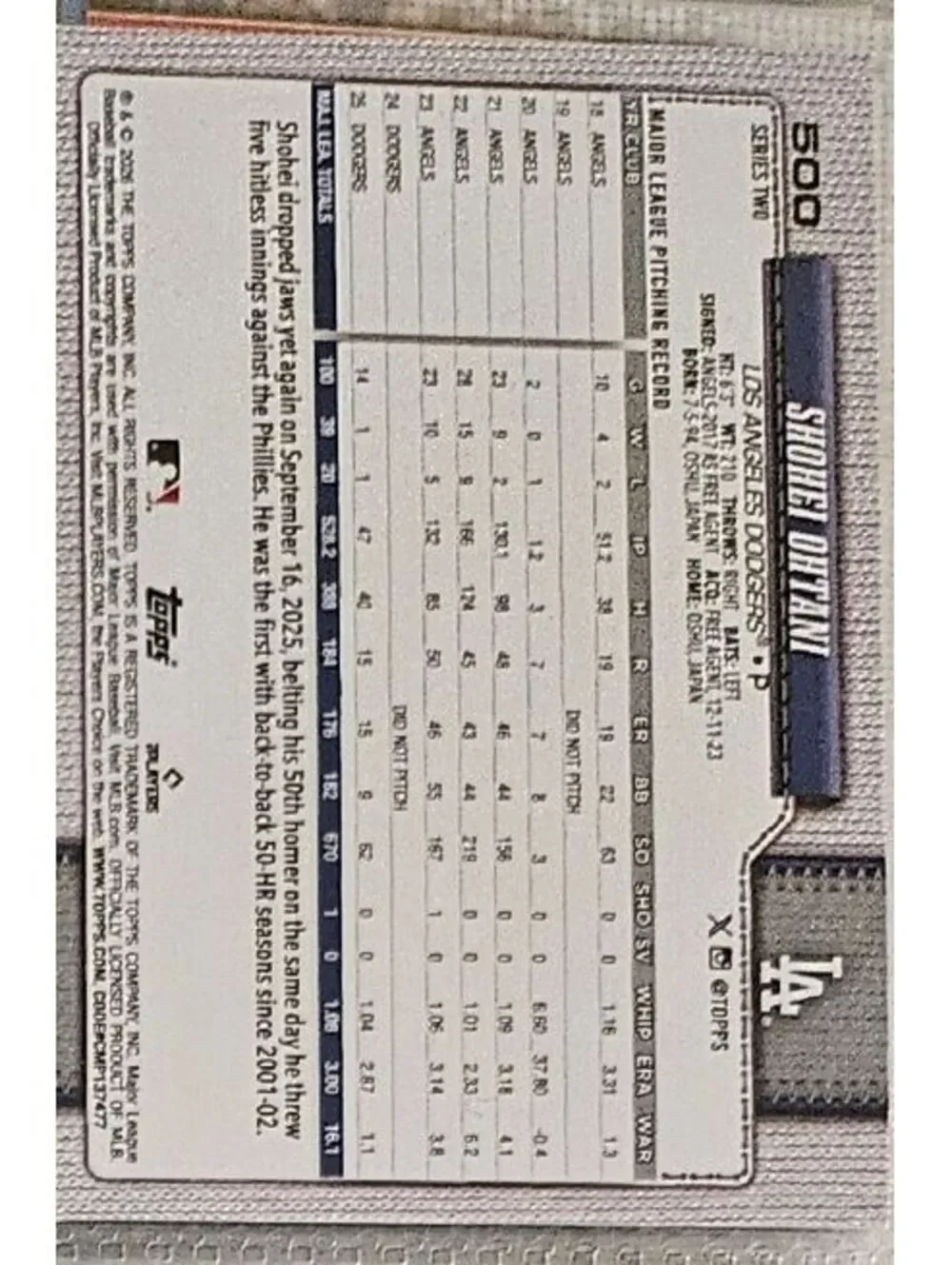 2026 Topps 75th anniversary (Series 2) #500 Shohei Ohtani - LA Dodgers